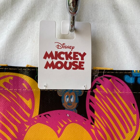 Disney Stencil Pop Art Mickey Mouse Neon Shopper Tote Bag Grocery Beach Shopping - Picture 7 of 7